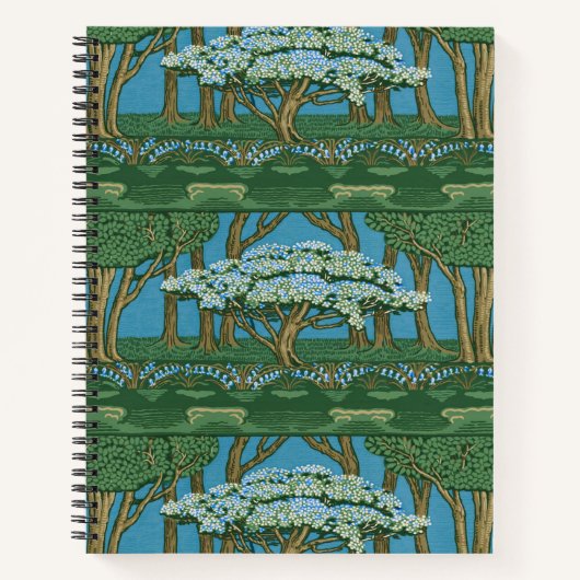 Walter Crane May Tree Wallpaper Green Blue Notizblock (Vorderseite)