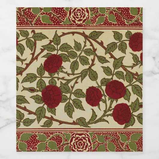 Walter Crane Red Roses with Thorned Stems Weinetikett (Einzelnes Label)