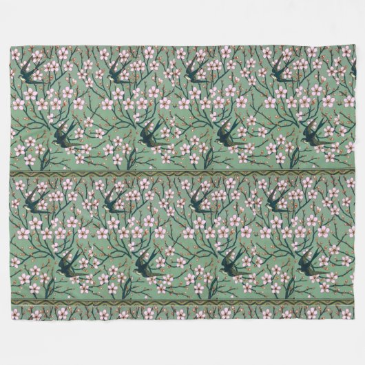 Walter Crane Schwalben und Mandeln Fleecedecke (Vorderseite (Horizontal))