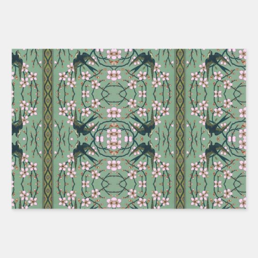 Walter Crane Schwalben und Mandeln Geschenkpapier Set (Vorderseite)