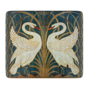 Walter Crane Schwan, Eilrush und Iris Jugendstil Schneidebrett