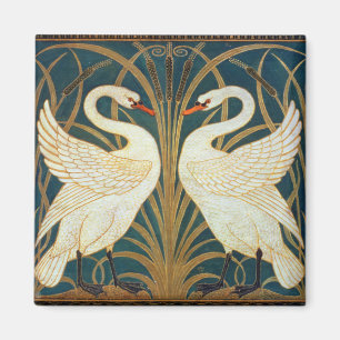 Walter Crane Schwan, Eilrush und Schwertlilie Art Magnet