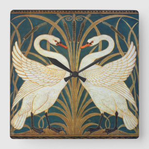Walter Crane Schwan, Eilrush und Schwertlilie Art  Quadratische Wanduhr