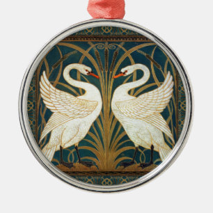 Walter Crane Schwan, Eilrush und Schwertlilie Art Silbernes Ornament