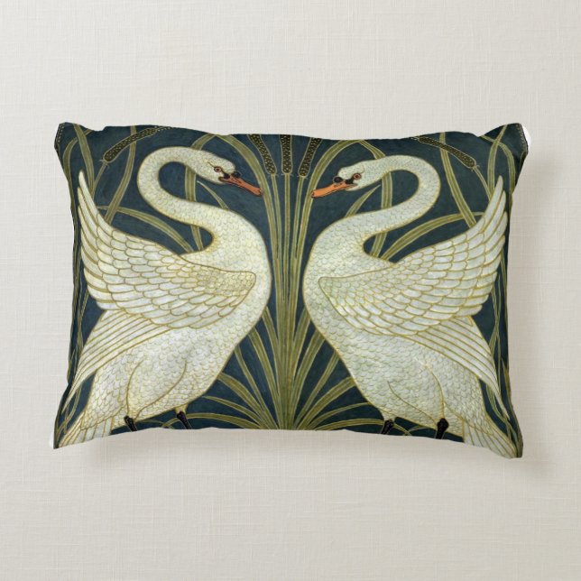 Walter Crane Schwan & Rüsche und Iris Viktorianisc Dekokissen (Rückseite)