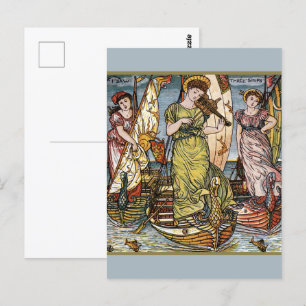 Walter Crane Ships, Graceful Ladys, Art Nouveau Postkarte
