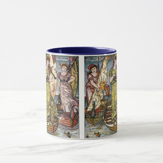 Walter Crane Ships, Graceful Ladys, Art Nouveau Tasse (Zentrum)