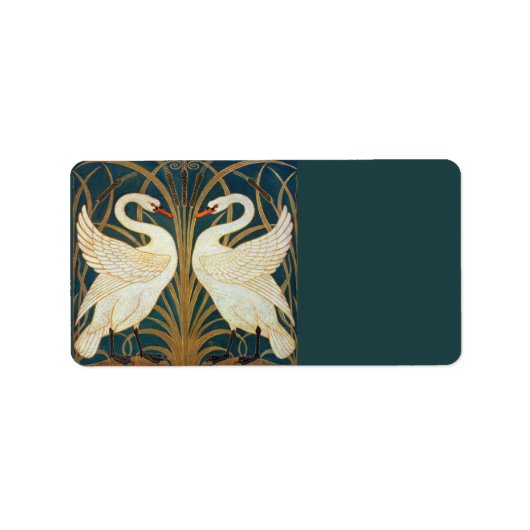 Walter Crane Swan, Rush and Iris Art Nouveau Adressaufkleber (Vorne)
