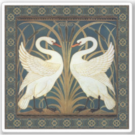 Walter Crane Swan, Rush and Iris Art Nouveau Aufkleber