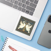 Walter Crane Swan, Rush and Iris Art Nouveau Aufkleber (Laptop mit iPhone)