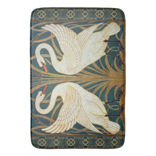 Walter Crane Swan, Rush and Iris Art Nouveau Badematte (Vorderseite Vertikal)