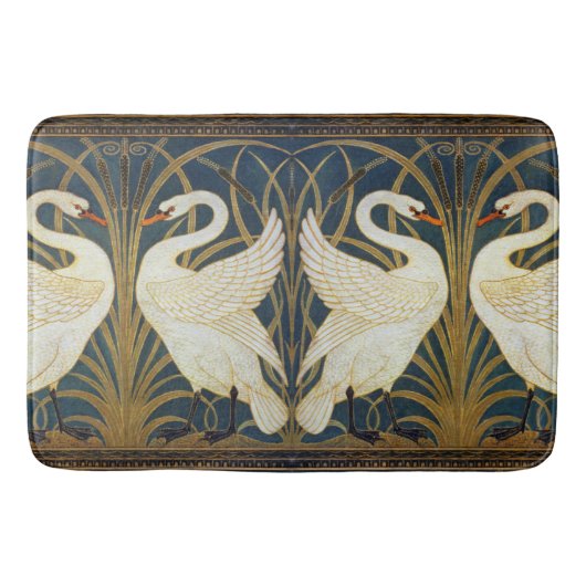 Walter Crane - Swan, Rush and Iris Art Nouveau Badematte (Vorderseite)