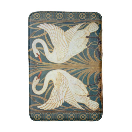 Walter Crane Swan, Rush and Iris Art Nouveau Badematte (Vorderseite Vertikal)