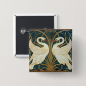 Walter Crane Swan, Rush and Iris Art Nouveau Button (Vorne & Hinten)
