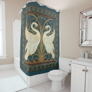 Walter Crane Swan, Rush and Iris Art Nouveau Duschvorhang