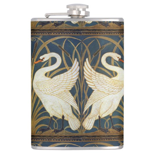 Walter Crane - Swan, Rush and Iris Art Nouveau Flachmann (Vorderseite)