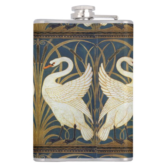 Walter Crane - Swan, Rush and Iris Art Nouveau Flachmann (Rückseite)