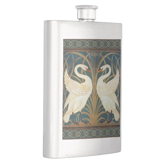 Walter Crane Swan, Rush and Iris Art Nouveau Flachmann (Rechts)