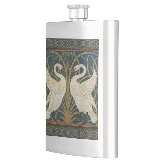 Walter Crane Swan, Rush and Iris Art Nouveau Flachmann (Links)
