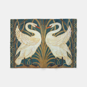 Walter Crane Swan, Rush and Iris Art Nouveau Fleecedecke