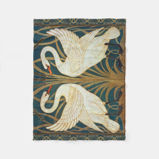 Walter Crane Swan, Rush and Iris Art Nouveau Fleecedecke (Vorderseite)