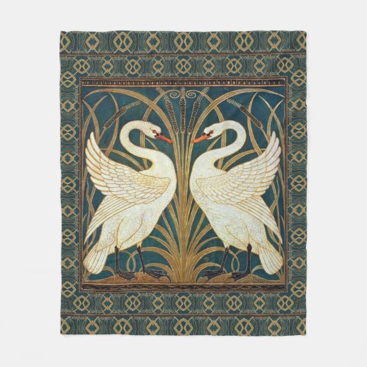 Walter Crane Swan, Rush and Iris Art Nouveau Fleecedecke (Vorderseite)