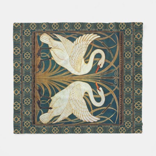Walter Crane Swan, Rush and Iris Art Nouveau Fleecedecke (Vorderseite (Horizontal))