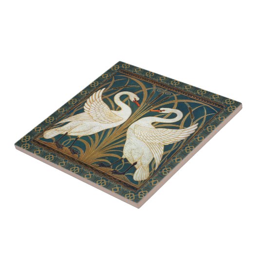 Walter Crane Swan, Rush and Iris Art Nouveau Fliese (Seite)