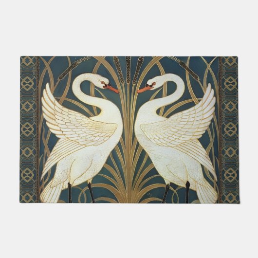 Walter Crane Swan, Rush and Iris Art Nouveau Fußmatte (Vorderseite)