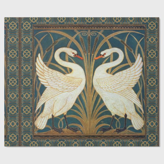 Walter Crane Swan, Rush and Iris Art Nouveau Geschenkpapier (Flach)
