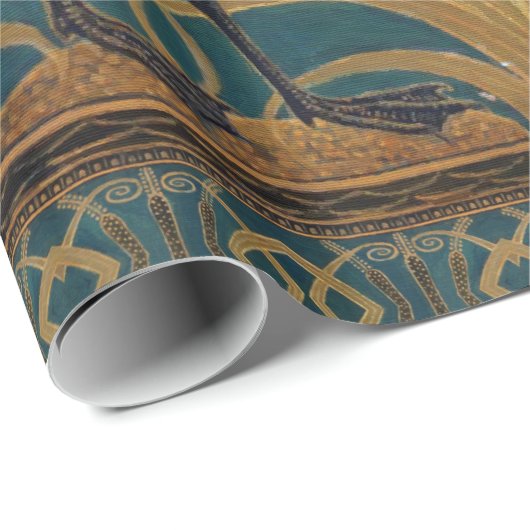 Walter Crane Swan, Rush and Iris Art Nouveau Geschenkpapier (Rolleneckpunkt)