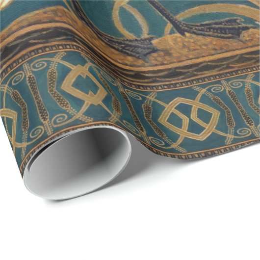 Walter Crane Swan, Rush and Iris Art Nouveau Geschenkpapier (Rolleneckpunkt)