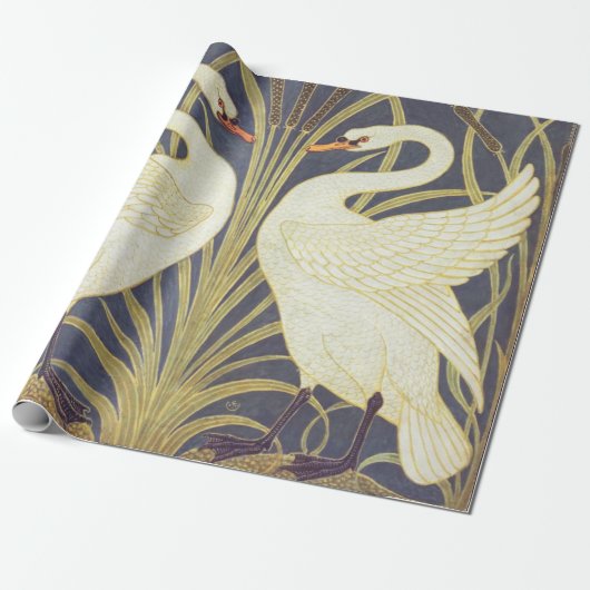 Walter Crane Swan, Rush and Iris Art Nouveau Geschenkpapier (Ungerollt)