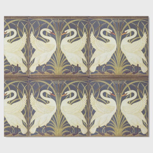 Walter Crane Swan, Rush and Iris Art Nouveau Geschenkpapier (Flach)