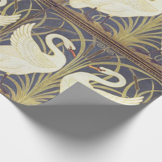 Walter Crane Swan, Rush and Iris Art Nouveau Geschenkpapier (Ecke)