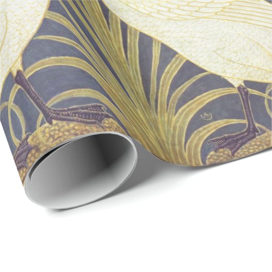 Walter Crane Swan, Rush and Iris Art Nouveau Geschenkpapier (Rolleneckpunkt)