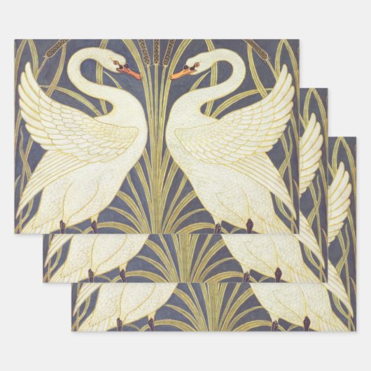 Walter Crane Swan, Rush and Iris Art Nouveau Geschenkpapier Set (Set)