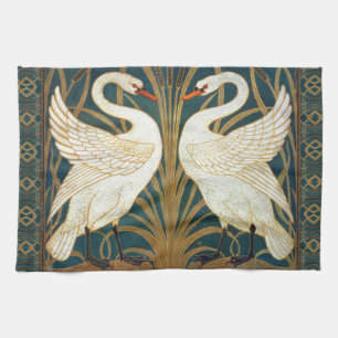 Walter Crane Swan, Rush and Iris Art Nouveau Geschirrtuch