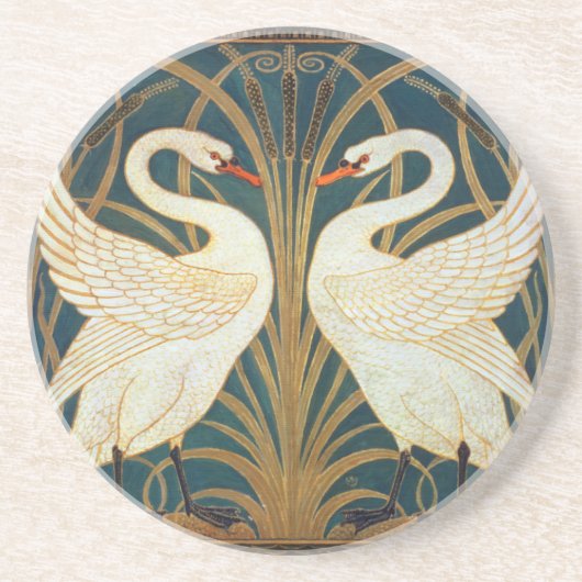 Walter Crane Swan, Rush and Iris Art Nouveau Getränkeuntersetzer (Vorne)