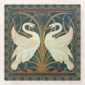 Walter Crane Swan, Rush and Iris Art Nouveau Glasuntersetzer (Vorderseite)