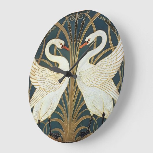 Walter Crane Swan, Rush and Iris Art Nouveau Große Wanduhr (Winkel)