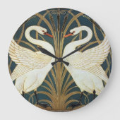 Walter Crane Swan, Rush and Iris Art Nouveau Große Wanduhr (Vorderseite)
