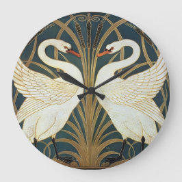 Walter Crane Swan, Rush and Iris Art Nouveau Große Wanduhr
