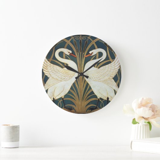 Walter Crane Swan, Rush and Iris Art Nouveau Große Wanduhr (Zuhause)