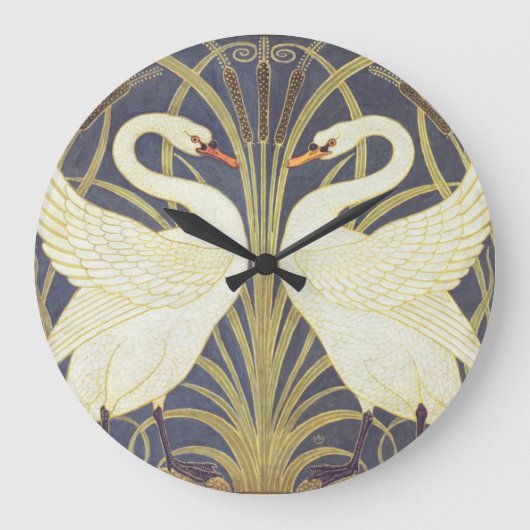 Walter Crane Swan, Rush and Iris Art Nouveau Große Wanduhr (Vorderseite)