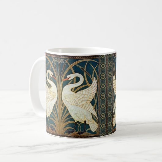 Walter Crane Swan, Rush and Iris Art Nouveau Kaffeetasse (Vorderseite Links)