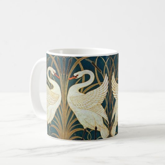 Walter Crane Swan, Rush and Iris Art Nouveau Kaffeetasse (Vorderseite Links)