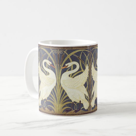 Walter Crane Swan, Rush and Iris Art Nouveau Kaffeetasse (Vorderseite Links)