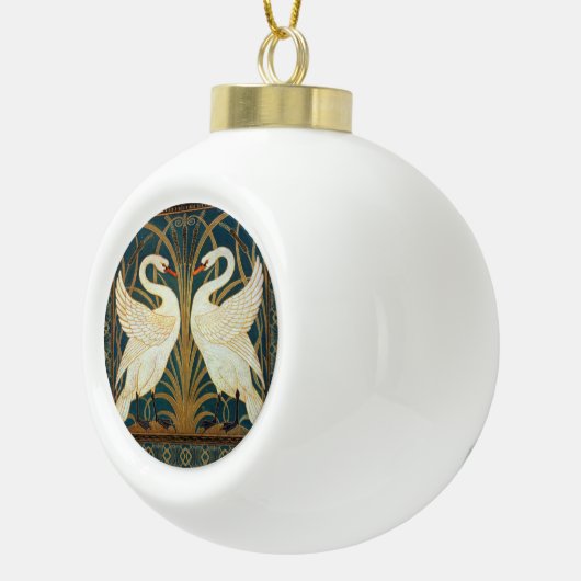 Walter Crane Swan, Rush and Iris Art Nouveau Keramik Kugel-Ornament (Rechts)