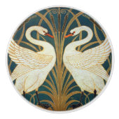 Walter Crane Swan, Rush and Iris Art Nouveau Keramikknauf (Vorderseite)